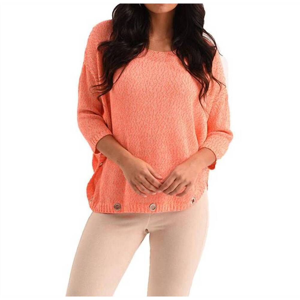 NEW FRENCH KYSS natalie grommet crochet poncho in peach